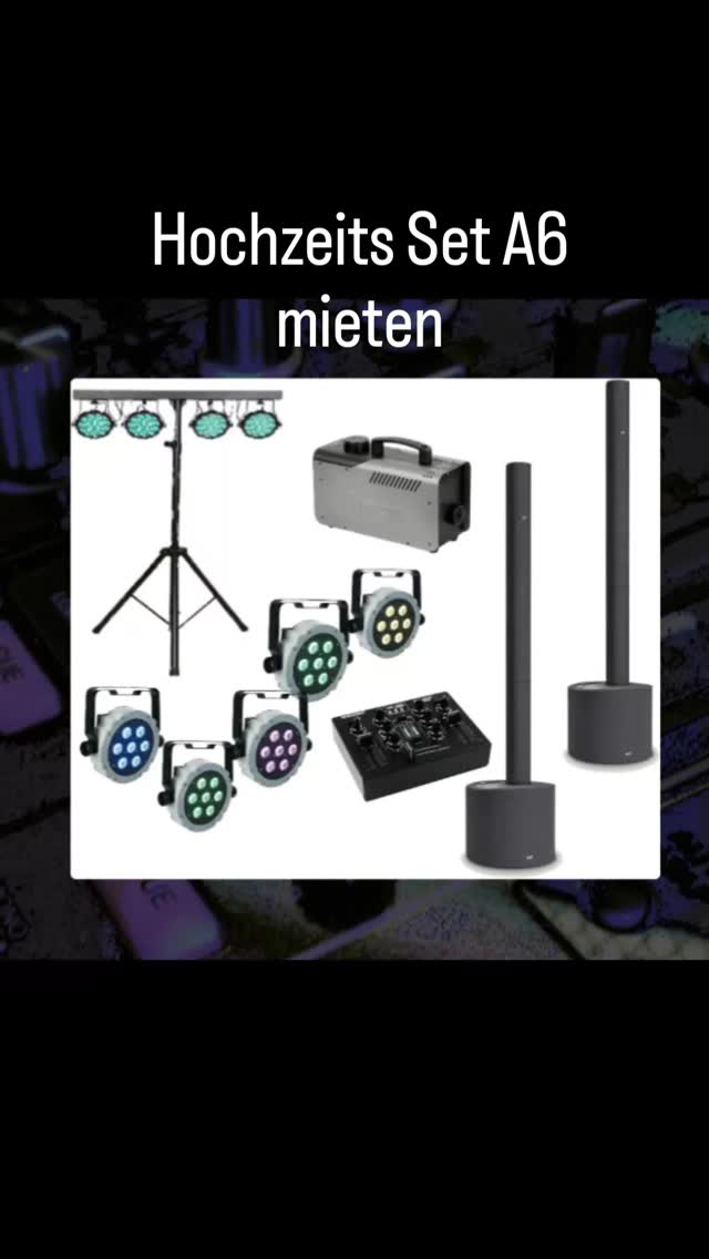 Hochzeitsset A6 mieten für Euren Weddingday! PA-Anlage Maui 5 (Paar) , Pioneer DJM-250 MK2  Mischpult,  LED Lichtanlage mit Stativ , Nebelmaschine mit 1500W , 5 Wall Light LED Floorspots als Ambiente Beleuchtung.  Eure Hochzeit wird Klasse mit Veranstaltungstechnik von POWERRENT ®
#PAanlag #hochzeit #veranstaltungstechnik