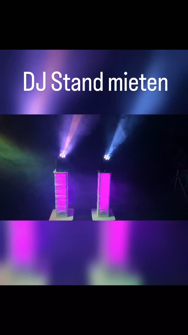 Diese von innen beleuchteten Säulen Ständer sehen besonders gut neben dem DJ Platz aus, können aber auch neben dem Hochzeitspaar sehr gut zur Geltung kommen.  Oben drauf können ausser Movingheads auch Strahlenkugeln oder andere Lichteffekte verwendet werden. 
#veranstaltungstechnik #mieten #djstand #hochzeit #djing